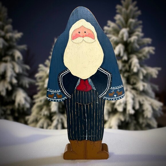 Vintage Wooden Christmas Figurines, Hand Made and Hand Painted Folk Art - 12" - Picture 2 of 14